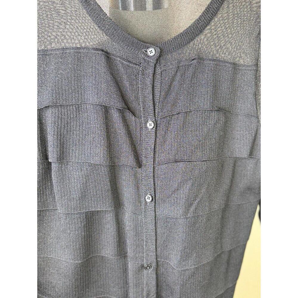 Talbots 3/4 Sleeve Button Down Women  Size L Cardigan Layered /‎ Ruffle front - Picture 3 of 9